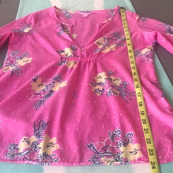 Lilly Pulitzer Hotty Pink Lady Loves Polka Dots Print Clementine Pullover Top - Picture 10 of 10